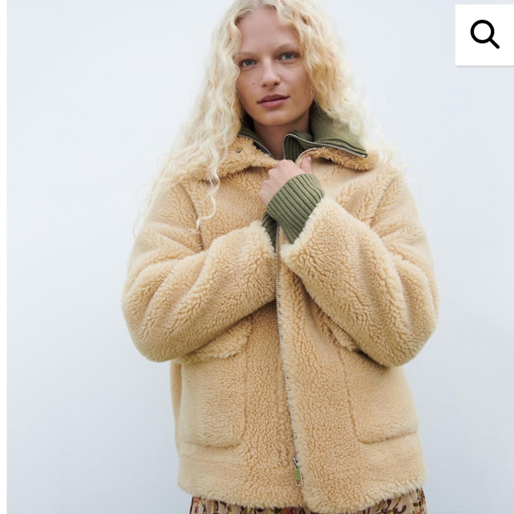 Zara – Faux Fur Double-Sided Jacket – Camel